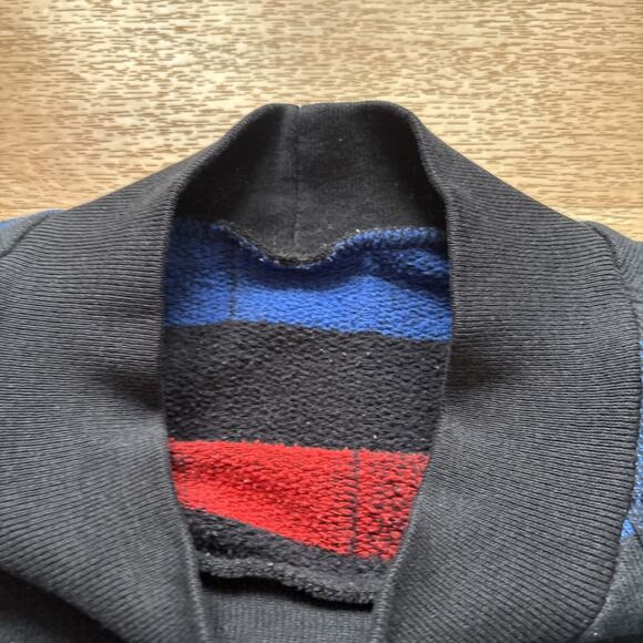 Vintage 80s Sweatshirt Black Checkered Mock Neck Sweatshirt Pullover Geometric M - Picture 6 of 8